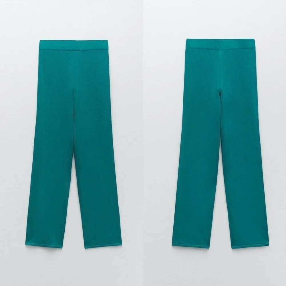 NEW Zara Straight Leg Linen Blend Knit Pants in Size Small‎